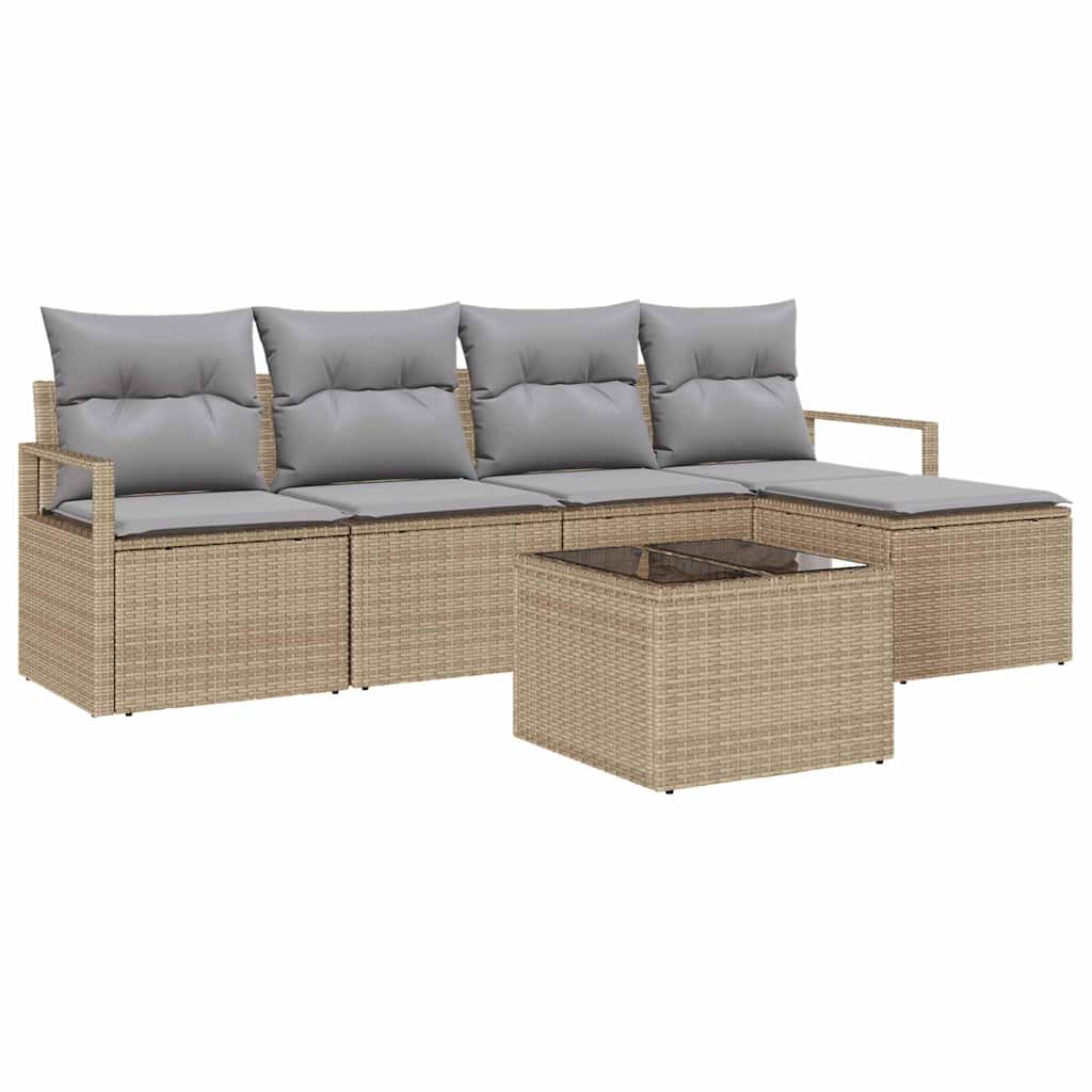 Garten-Sofa-Set mit Kissen 6 pcs Beige und Hellgrau